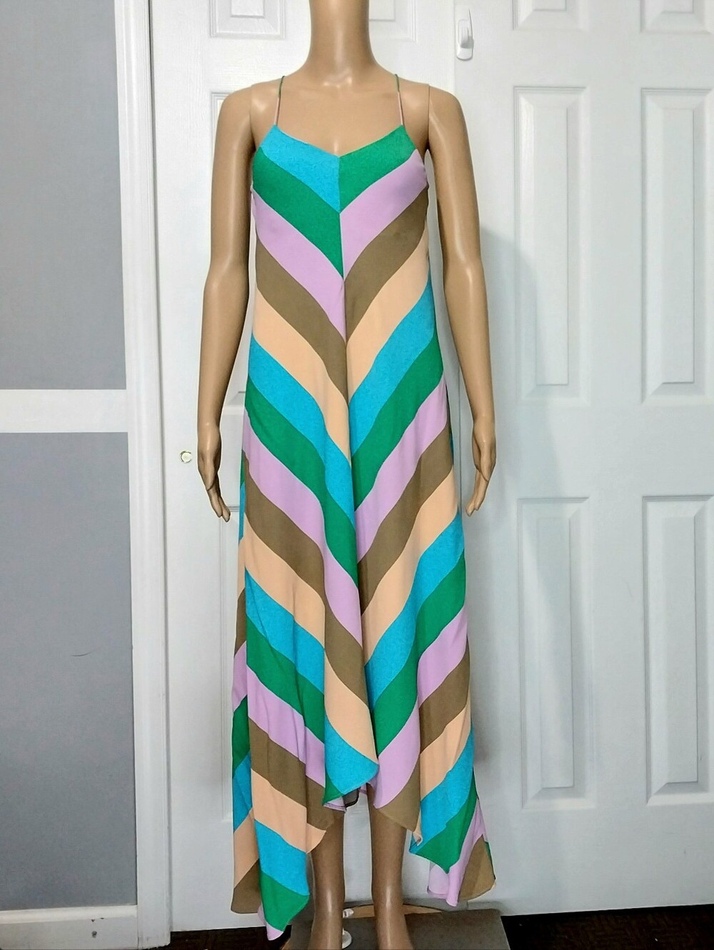 Tibi Julian Striped Slip Dress, Size 8